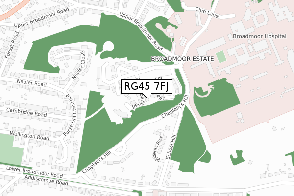 RG45 7FJ map - large scale - OS Open Zoomstack (Ordnance Survey)