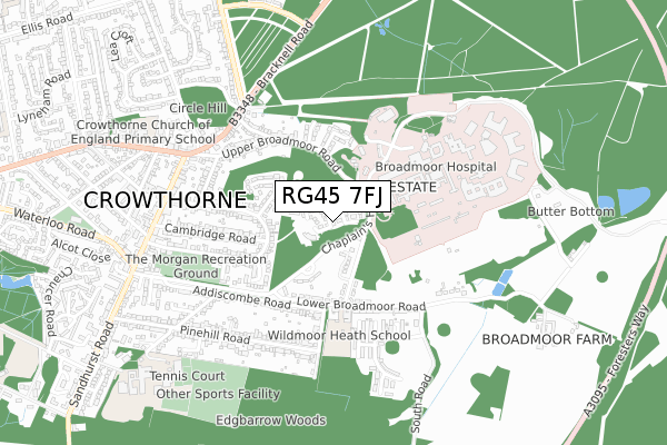 RG45 7FJ map - small scale - OS Open Zoomstack (Ordnance Survey)