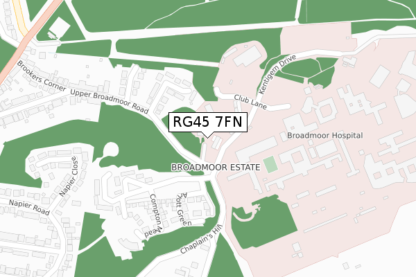 RG45 7FN map - large scale - OS Open Zoomstack (Ordnance Survey)