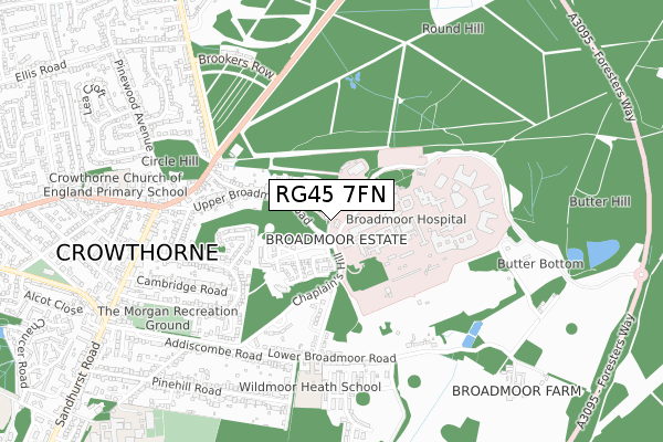 RG45 7FN map - small scale - OS Open Zoomstack (Ordnance Survey)