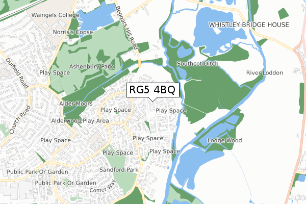 RG5 4BQ map - small scale - OS Open Zoomstack (Ordnance Survey)