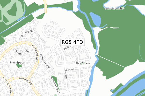 RG5 4FD map - large scale - OS Open Zoomstack (Ordnance Survey)