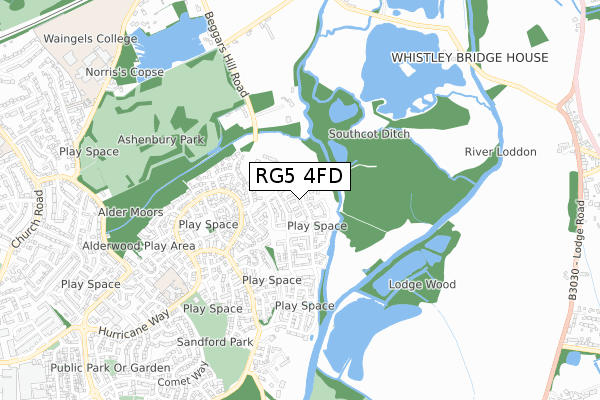 RG5 4FD map - small scale - OS Open Zoomstack (Ordnance Survey)