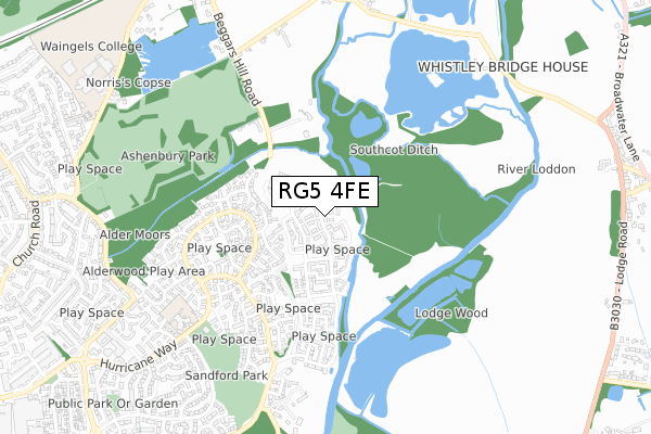 RG5 4FE map - small scale - OS Open Zoomstack (Ordnance Survey)