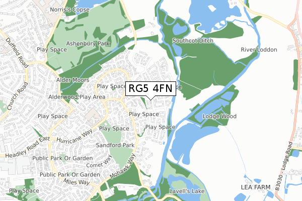 RG5 4FN map - small scale - OS Open Zoomstack (Ordnance Survey)