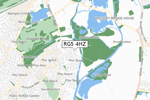 RG5 4HZ map - small scale - OS Open Zoomstack (Ordnance Survey)