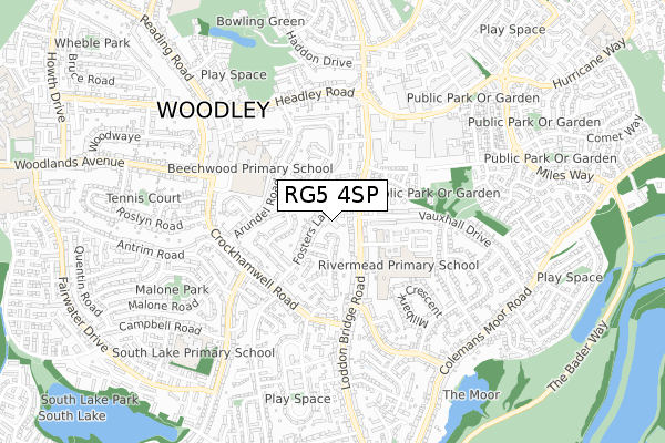 RG5 4SP map - small scale - OS Open Zoomstack (Ordnance Survey)