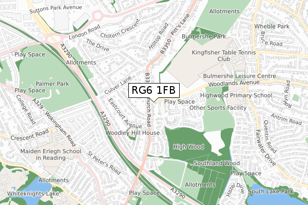 RG6 1FB map - small scale - OS Open Zoomstack (Ordnance Survey)