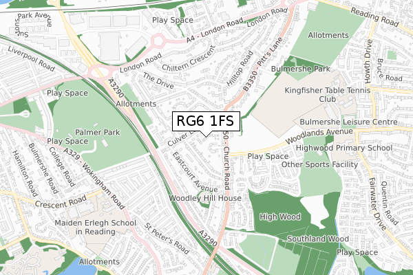 RG6 1FS map - small scale - OS Open Zoomstack (Ordnance Survey)