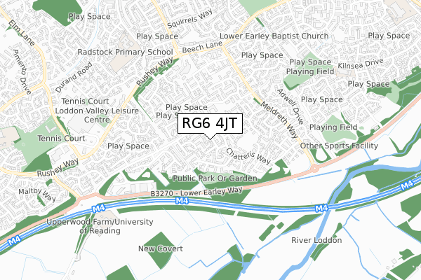 RG6 4JT map - small scale - OS Open Zoomstack (Ordnance Survey)