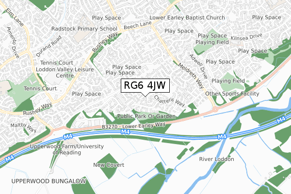 RG6 4JW map - small scale - OS Open Zoomstack (Ordnance Survey)