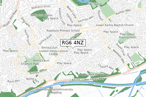 RG6 4NZ map - small scale - OS Open Zoomstack (Ordnance Survey)