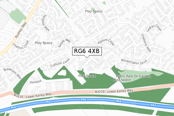 RG6 4XB map - large scale - OS Open Zoomstack (Ordnance Survey)