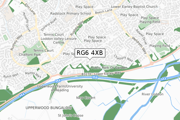 RG6 4XB map - small scale - OS Open Zoomstack (Ordnance Survey)