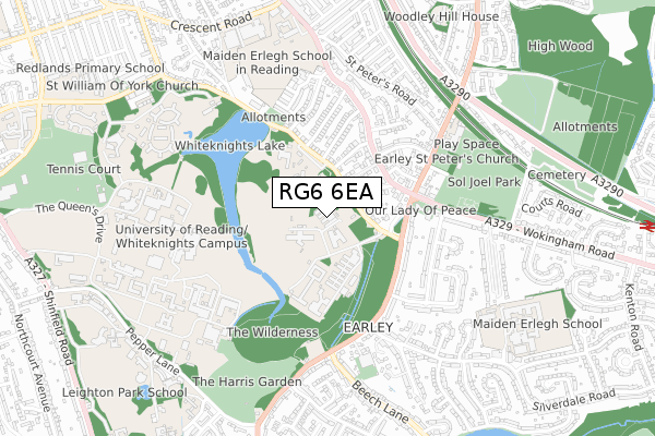 RG6 6EA map - small scale - OS Open Zoomstack (Ordnance Survey)