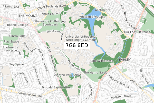 RG6 6ED map - small scale - OS Open Zoomstack (Ordnance Survey)