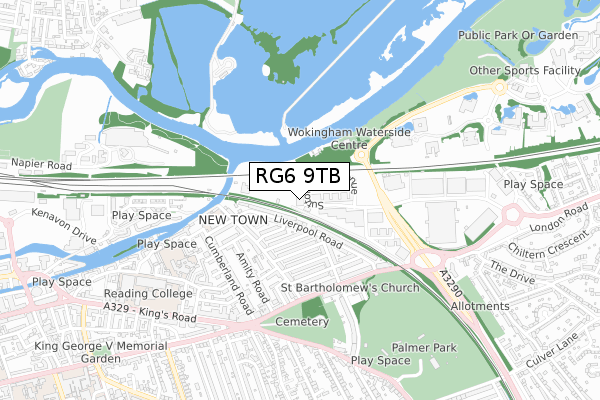 RG6 9TB map - small scale - OS Open Zoomstack (Ordnance Survey)