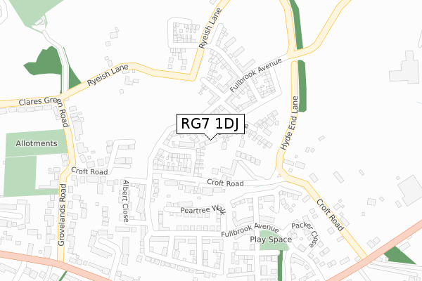 RG7 1DJ map - large scale - OS Open Zoomstack (Ordnance Survey)