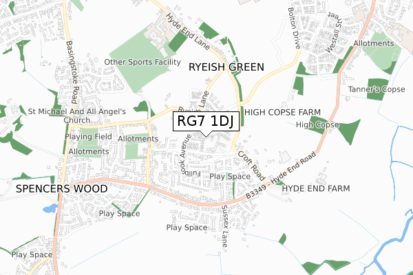 RG7 1DJ map - small scale - OS Open Zoomstack (Ordnance Survey)