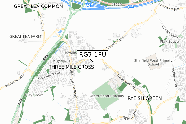 RG7 1FU map - small scale - OS Open Zoomstack (Ordnance Survey)