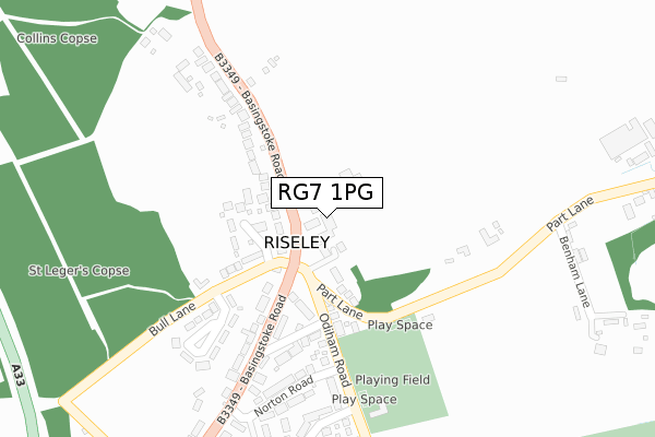 RG7 1PG map - large scale - OS Open Zoomstack (Ordnance Survey)