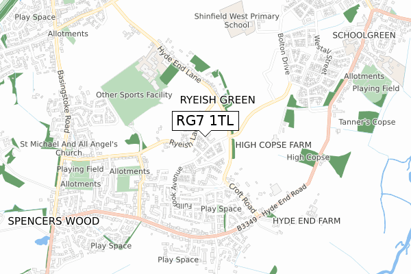 RG7 1TL map - small scale - OS Open Zoomstack (Ordnance Survey)