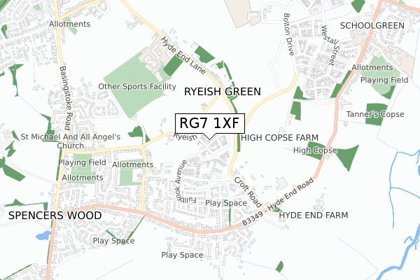 RG7 1XF map - small scale - OS Open Zoomstack (Ordnance Survey)