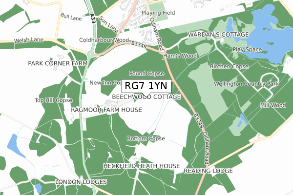 RG7 1YN map - small scale - OS Open Zoomstack (Ordnance Survey)