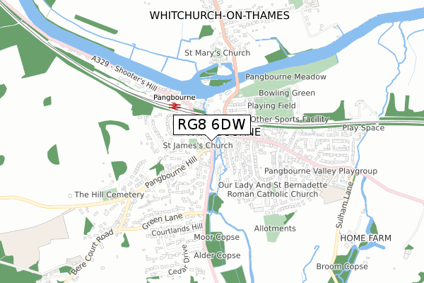 RG8 6DW map - small scale - OS Open Zoomstack (Ordnance Survey)