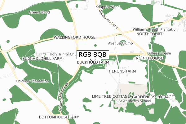 RG8 8QB map - small scale - OS Open Zoomstack (Ordnance Survey)