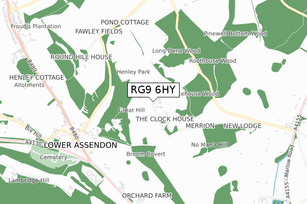 RG9 6HY map - small scale - OS Open Zoomstack (Ordnance Survey)