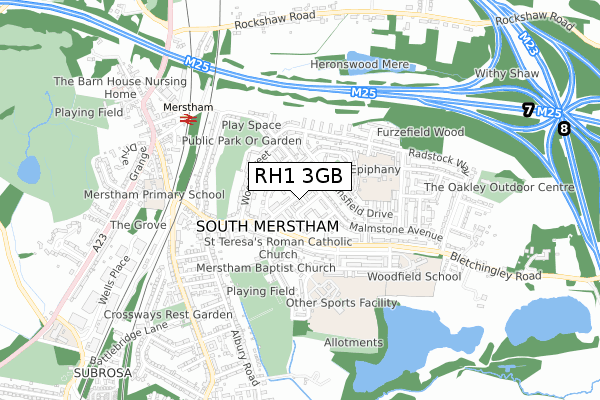 RH1 3GB map - small scale - OS Open Zoomstack (Ordnance Survey)