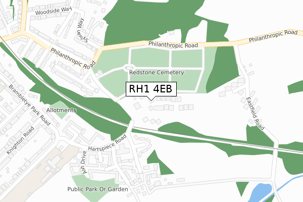 RH1 4EB map - large scale - OS Open Zoomstack (Ordnance Survey)