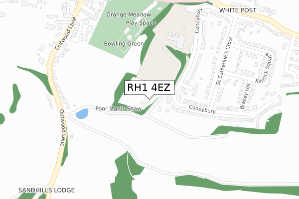 RH1 4EZ map - large scale - OS Open Zoomstack (Ordnance Survey)