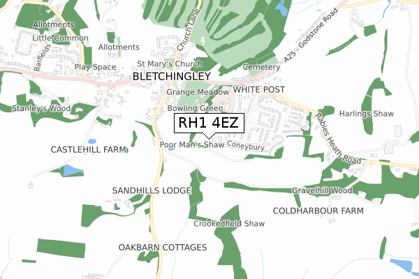 RH1 4EZ map - small scale - OS Open Zoomstack (Ordnance Survey)