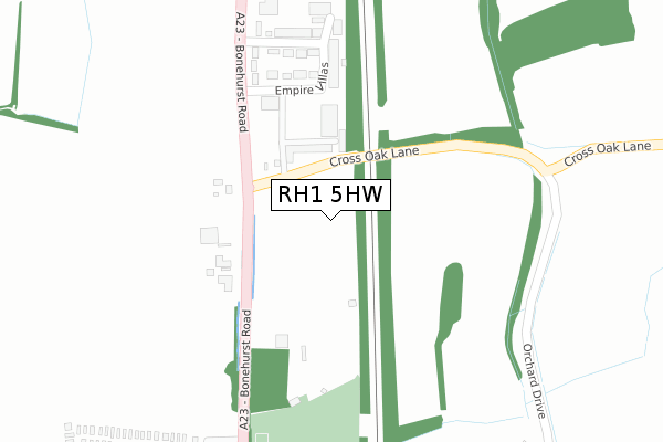 RH1 5HW map - large scale - OS Open Zoomstack (Ordnance Survey)