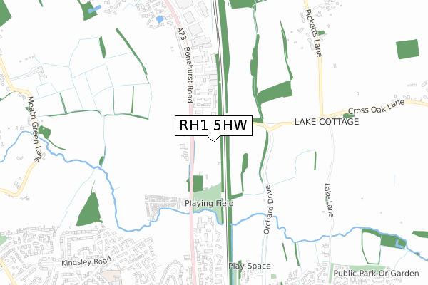 RH1 5HW map - small scale - OS Open Zoomstack (Ordnance Survey)