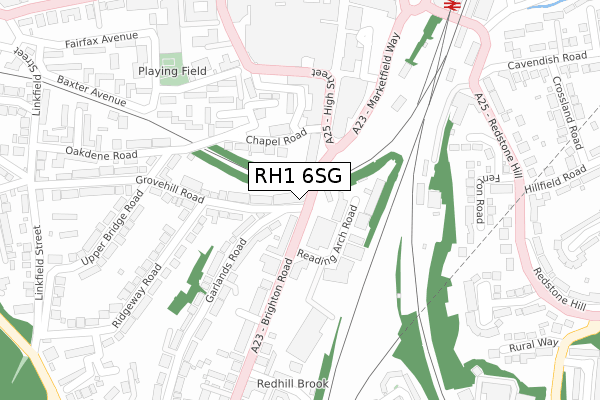 RH1 6SG map - large scale - OS Open Zoomstack (Ordnance Survey)