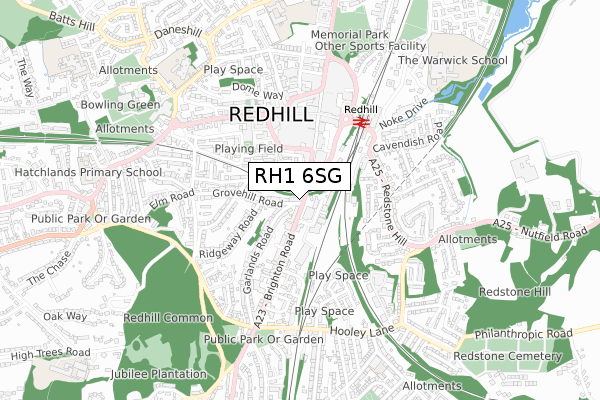 RH1 6SG map - small scale - OS Open Zoomstack (Ordnance Survey)