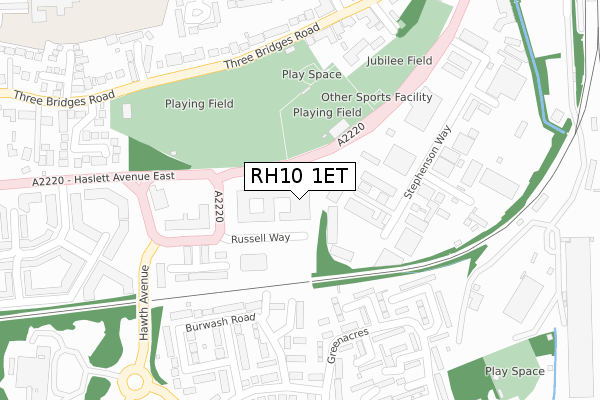 RH10 1ET map - large scale - OS Open Zoomstack (Ordnance Survey)