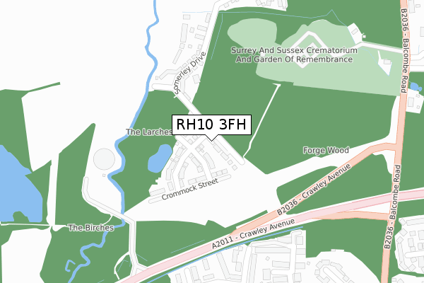 RH10 3FH map - large scale - OS Open Zoomstack (Ordnance Survey)