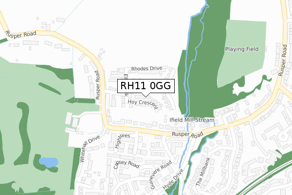 RH11 0GG map - large scale - OS Open Zoomstack (Ordnance Survey)