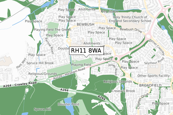 RH11 8WA map - small scale - OS Open Zoomstack (Ordnance Survey)