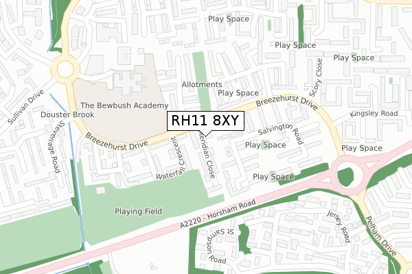 RH11 8XY map - large scale - OS Open Zoomstack (Ordnance Survey)