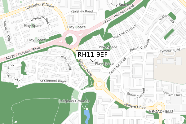 RH11 9EF map - large scale - OS Open Zoomstack (Ordnance Survey)