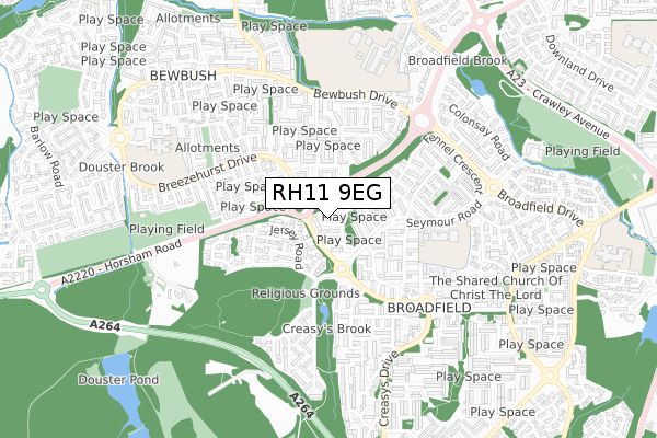 RH11 9EG map - small scale - OS Open Zoomstack (Ordnance Survey)