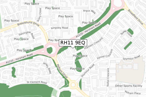 RH11 9EQ map - large scale - OS Open Zoomstack (Ordnance Survey)