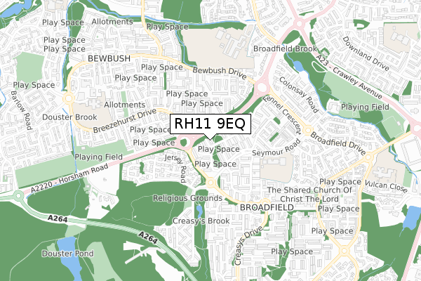 RH11 9EQ map - small scale - OS Open Zoomstack (Ordnance Survey)