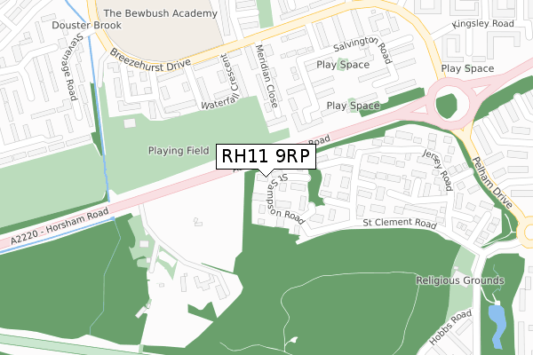 RH11 9RP map - large scale - OS Open Zoomstack (Ordnance Survey)