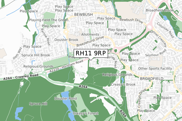 RH11 9RP map - small scale - OS Open Zoomstack (Ordnance Survey)